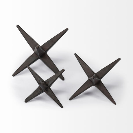 Rhea (Set of 3) Brown Cast Iron Small, Medium & Large Jacks from Mercana - Luna Furniture