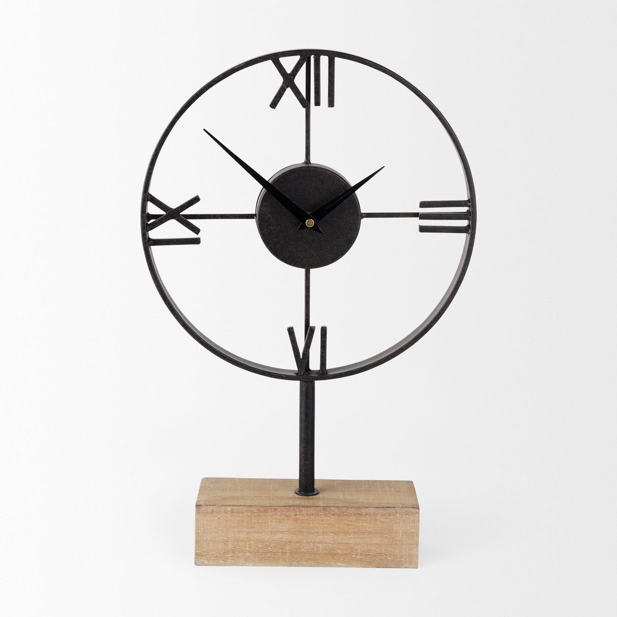 Oris Black Metal/Wood Open Frame Table Clock from Mercana - Luna Furniture