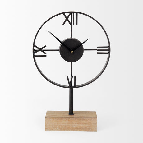 Oris Black Metal/Wood Open Frame Table Clock from Mercana - Luna Furniture