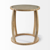 Hubbard I 22L x 22W Light Brown Wood Round Top W/Glass Accent Table from Mercana - Luna Furniture