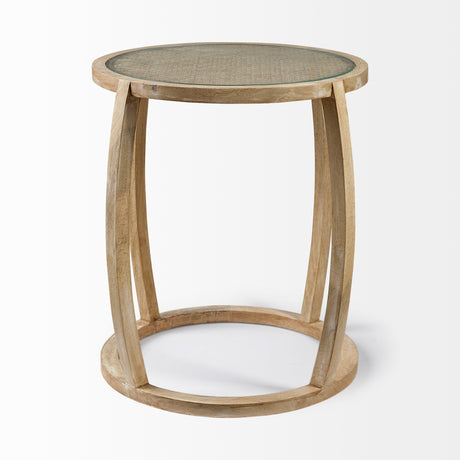 Hubbard I 22L x 22W Light Brown Wood Round Top W/Glass Accent Table from Mercana - Luna Furniture