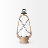 Zain I Small Brown Wooden Vintage Inspired Candle Holder Lantern from Mercana - Luna Furniture
