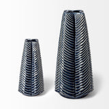 Bashir I Small Dark Navy Gloss Ceramic Vase from Mercana - Luna Furniture