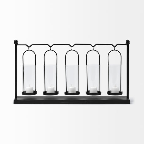 Erlen Black Metal Hanging Votive Five Candle Table Candle Holder from Mercana - Luna Furniture