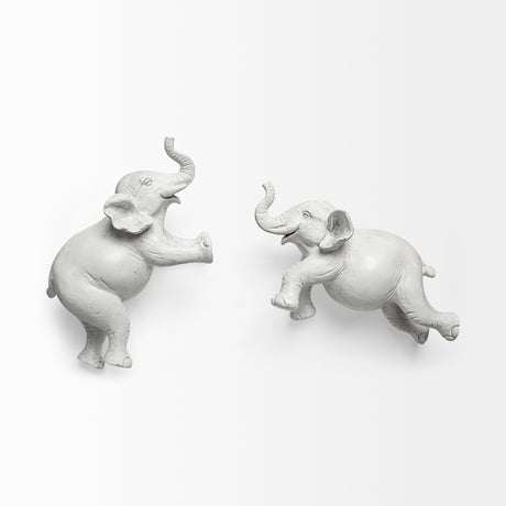 Maynard Set of 2 White Elephant Wall Decorations from Mercana - Luna Furniture