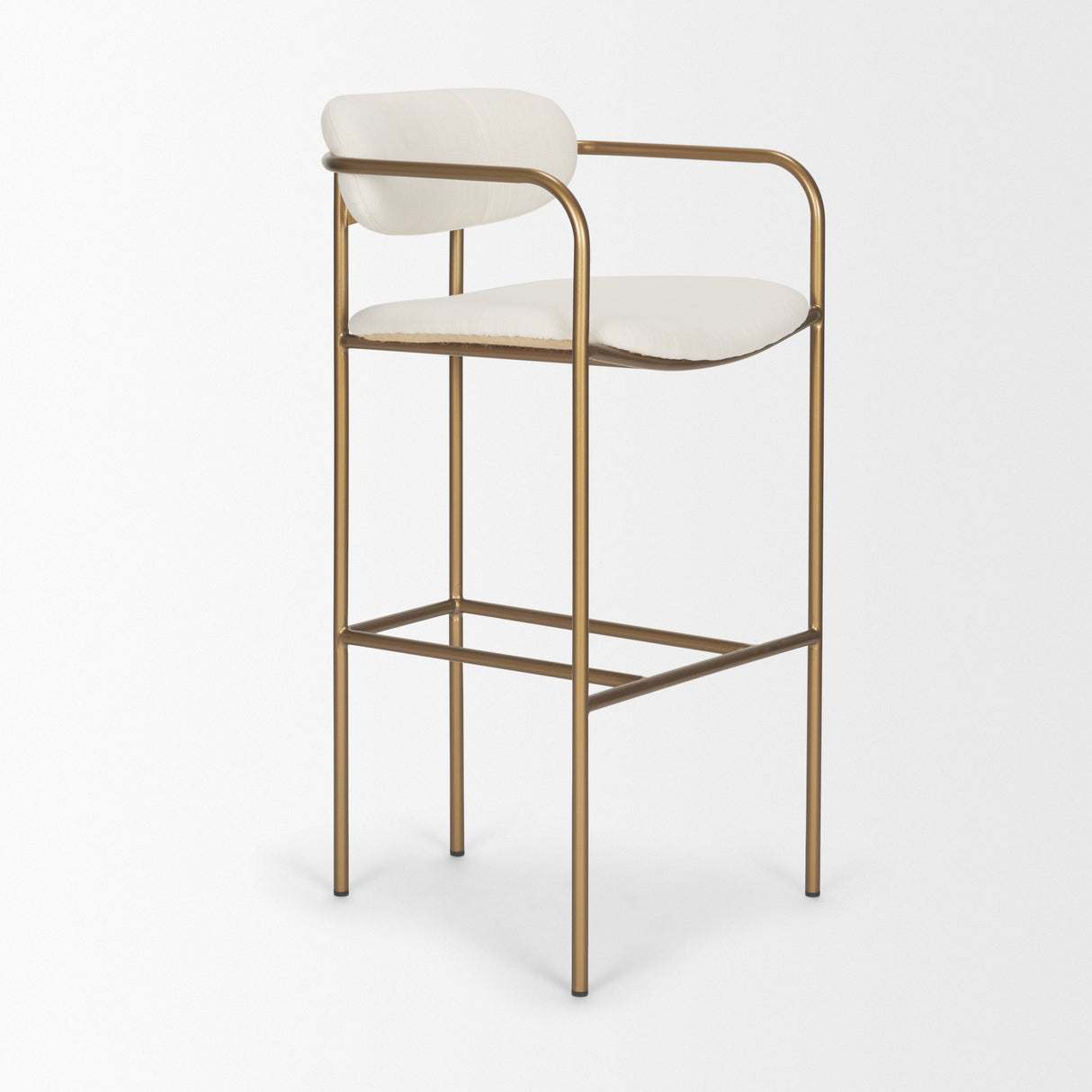 Parker 30" Seat Height Cream Fabric Seat Gold Metal Bar Stool from Mercana - Luna Furniture