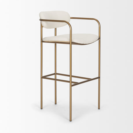 Parker 30" Seat Height Cream Fabric Seat Gold Metal Bar Stool from Mercana - Luna Furniture