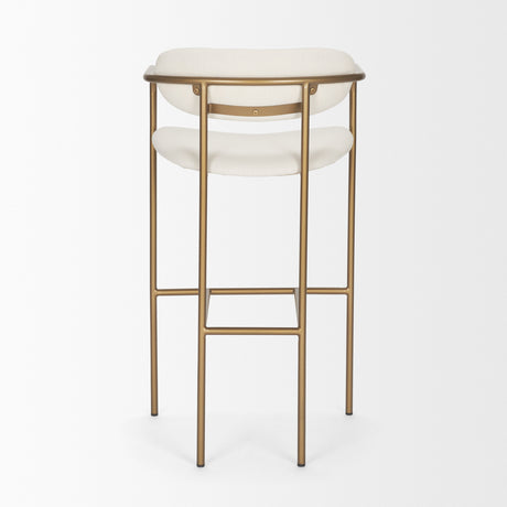 Parker 30" Seat Height Cream Fabric Seat Gold Metal Bar Stool from Mercana - Luna Furniture