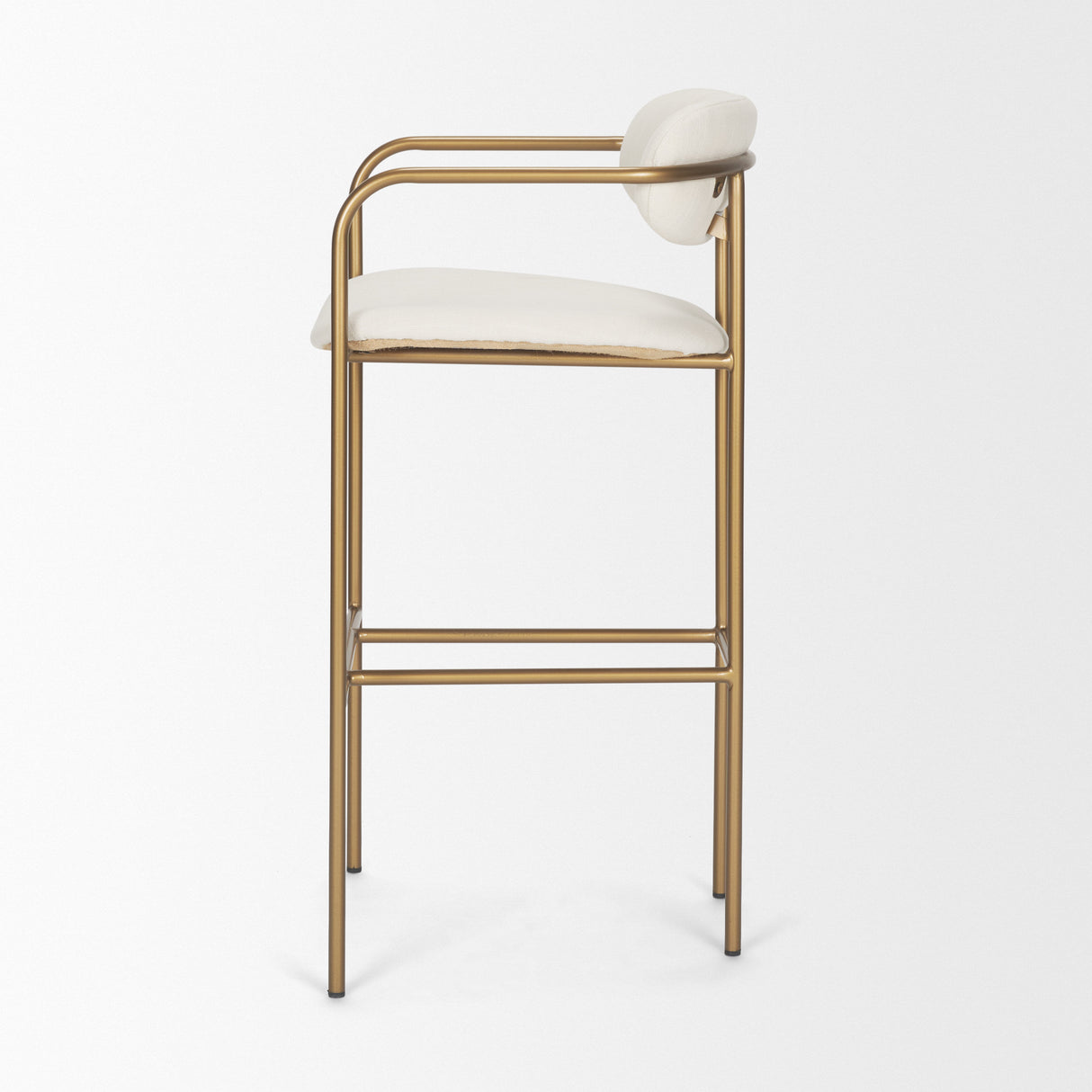 Parker 30" Seat Height Cream Fabric Seat Gold Metal Bar Stool from Mercana - Luna Furniture