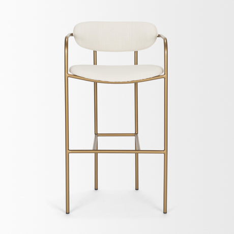 Parker 30" Seat Height Cream Fabric Seat Gold Metal Bar Stool from Mercana - Luna Furniture
