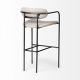 Parker 30" Seat Height Beige Fabric Seat Gun Metal Grey Metal Bar Stool from Mercana - Luna Furniture
