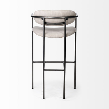 Parker 30" Seat Height Beige Fabric Seat Gun Metal Grey Metal Bar Stool from Mercana - Luna Furniture