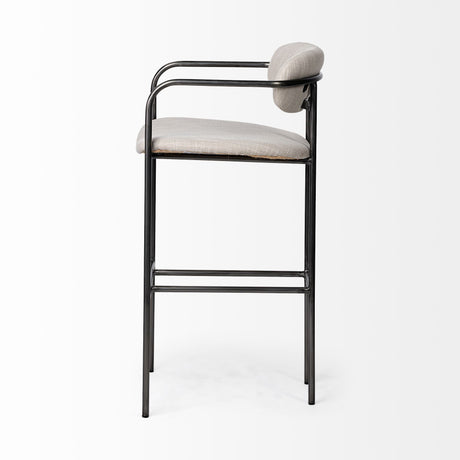 Parker 30" Seat Height Beige Fabric Seat Gun Metal Grey Metal Bar Stool from Mercana - Luna Furniture