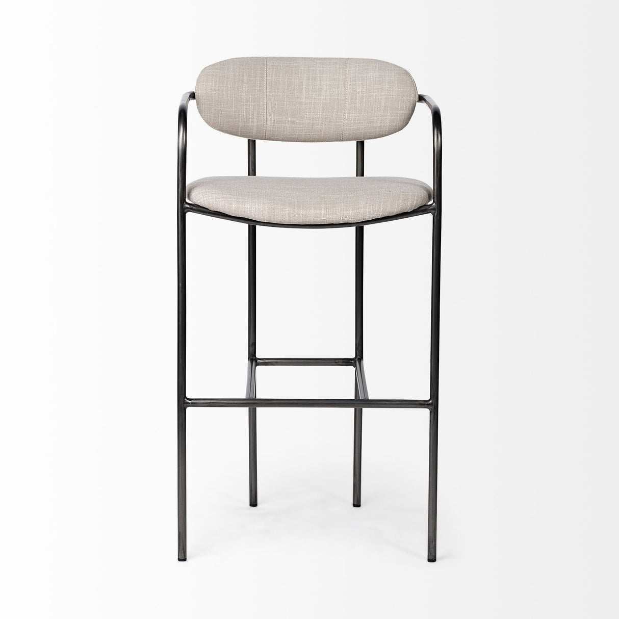 Parker 30" Seat Height Beige Fabric Seat Gun Metal Grey Metal Bar Stool from Mercana - Luna Furniture