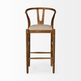 Trixie Cream Upholstered Seat Brown Wood Frame Bar Stool from Mercana - Luna Furniture