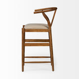 Trixie Cream Upholstered Seat Brown Wood Frame Bar Stool from Mercana - Luna Furniture