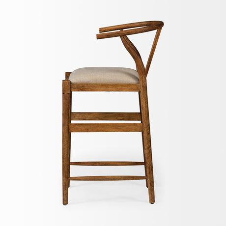 Trixie Cream Upholstered Seat Brown Wood Frame Bar Stool from Mercana - Luna Furniture
