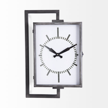 Hagar Rectangular Large Industrial Wall Clock from Mercana - Luna Furniture