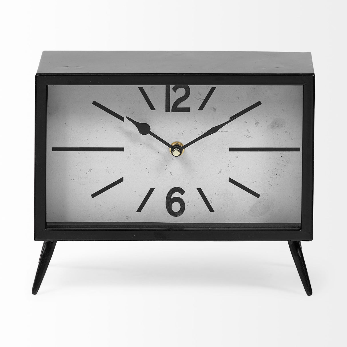 Lita Black Metal Rectangular Table Clock from Mercana - Luna Furniture