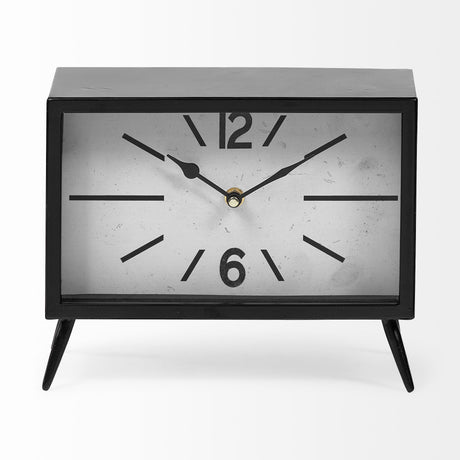 Lita Black Metal Rectangular Table Clock from Mercana - Luna Furniture