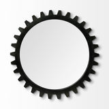 Alloy Cog 37" Round Black Metal Frame Mirror from Mercana - Luna Furniture