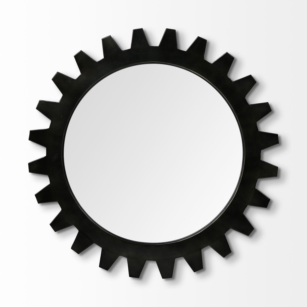 Alloy Cog 26" Round Black Metal Frame Mirror from Mercana - Luna Furniture