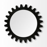 Alloy Cog 26" Round Black Metal Frame Mirror from Mercana - Luna Furniture