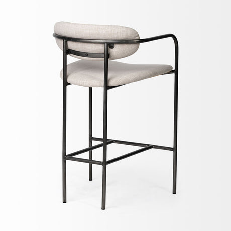 Parker II Beige Fabric Seat Gun Metal Grey Metal Counter Stool from Mercana - Luna Furniture