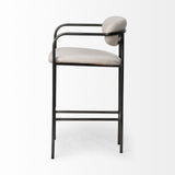 Parker II Beige Fabric Seat Gun Metal Grey Metal Counter Stool from Mercana - Luna Furniture