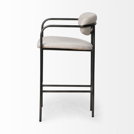 Parker II Beige Fabric Seat Gun Metal Grey Metal Counter Stool from Mercana - Luna Furniture