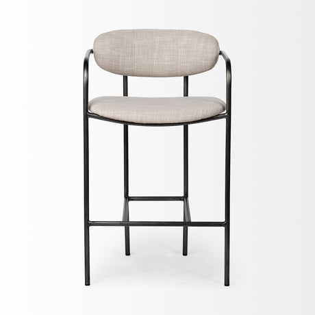Parker II Beige Fabric Seat Gun Metal Grey Metal Counter Stool from Mercana - Luna Furniture