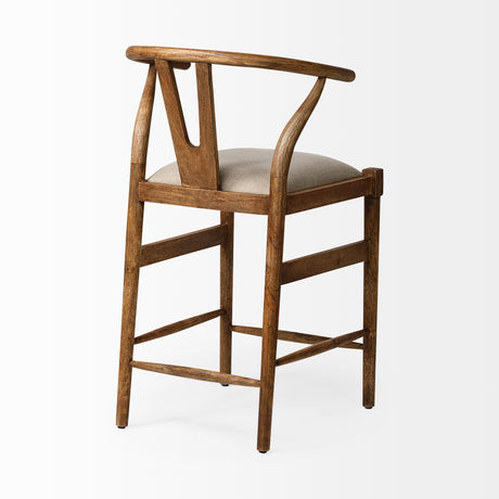 Trixie Cream Upholstered Seat Brown Wood Frame Counter Stool from Mercana - Luna Furniture