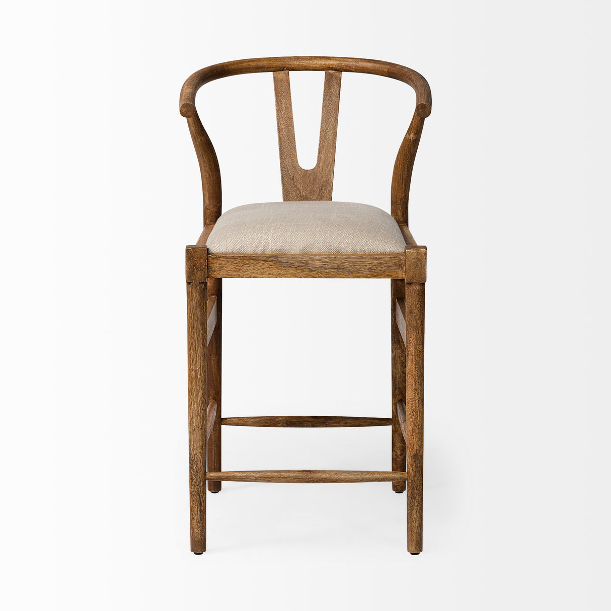 Trixie Cream Upholstered Seat Brown Wood Frame Counter Stool from Mercana - Luna Furniture