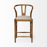 Trixie Cream Upholstered Seat Brown Wood Frame Counter Stool from Mercana - Luna Furniture