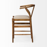 Trixie Cream Upholstered Seat Brown Wood Frame Counter Stool from Mercana - Luna Furniture