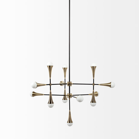 Decarlo II (43" x 41") Black/Gold Metal Multi-Arm Thirteen Light Chandelier from Mercana - Luna Furniture