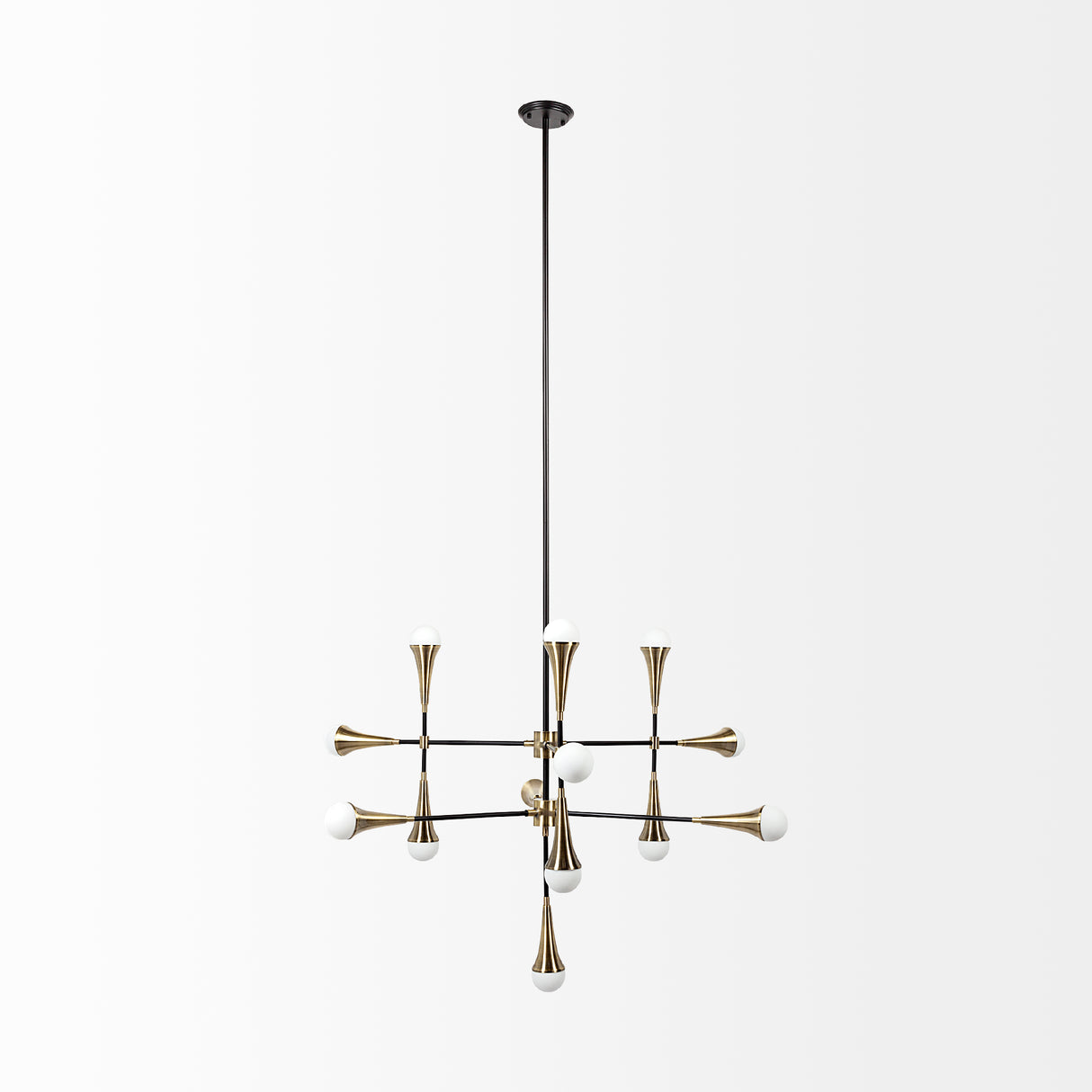 Decarlo II (43" x 41") Black/Gold Metal Multi-Arm Thirteen Light Chandelier from Mercana - Luna Furniture