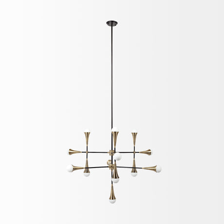 Decarlo II (43" x 41") Black/Gold Metal Multi-Arm Thirteen Light Chandelier from Mercana - Luna Furniture