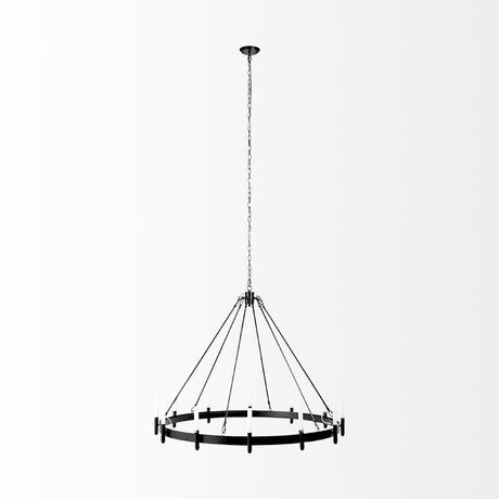 Decamp I (47.2"x36.2") Black Metal Chassis Glass Tube Twelve Light Chandelier from Mercana - Luna Furniture