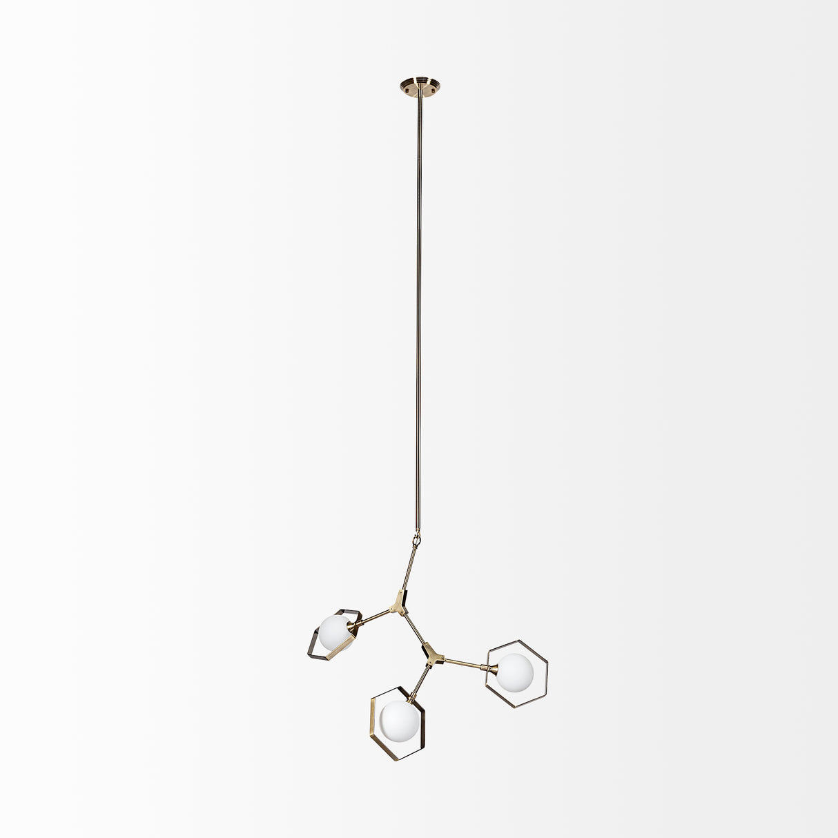 Desousa II (33.9"L x 8.8"W x 28"H) Champagne Metal Multi-Arm Three Light Chandelier from Mercana - Luna Furniture