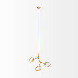 Desousa II (33.9"L x 8.8"W x 28"H) Brass-Toned Metal Multi-Arm Three Light Chandelier from Mercana - Luna Furniture
