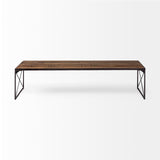 Trestman III 66L x 18W Brown Wood Top W/Black Iron Base Accent Bench from Mercana - Luna Furniture