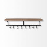 Schutt 36L Wall Mounted Wooden Shelf w/ 8 Hooks for Coats, Hats from Mercana - Luna Furniture