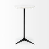 Ballatine II 15L x 15W x 27L White Marble Round Top White w/ Black Metal Base Accent Table from Mercana - Luna Furniture