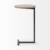 Ballatine 15L x 15W x 27H Brown Wood Round Top w/ Black Metal Base Accent Table from Mercana - Luna Furniture