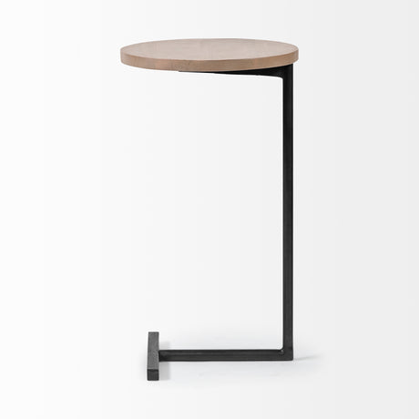 Ballatine 15L x 15W x 27H Brown Wood Round Top w/ Black Metal Base Accent Table from Mercana - Luna Furniture