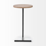 Ballatine 15L x 15W x 27H Brown Wood Round Top w/ Black Metal Base Accent Table from Mercana - Luna Furniture