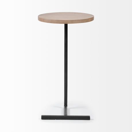 Ballatine 15L x 15W x 27H Brown Wood Round Top w/ Black Metal Base Accent Table from Mercana - Luna Furniture