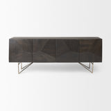 Darwin 80x17.5 Brown Solid Wood Gold Metal Base 4 Cabinet Door Sideboard from Mercana - Luna Furniture