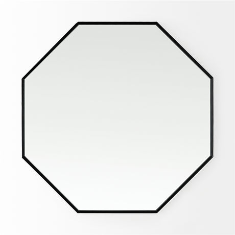 Helix 37" Octogon Black Metal Frame Mirror from Mercana - Luna Furniture